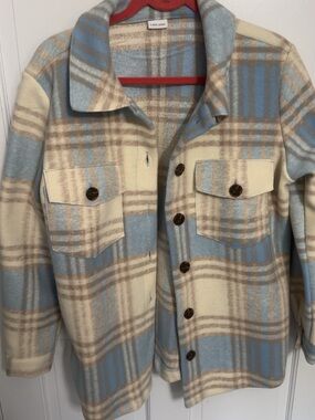 Lascana Women’s Cream & Light Blue Plaid Jacket